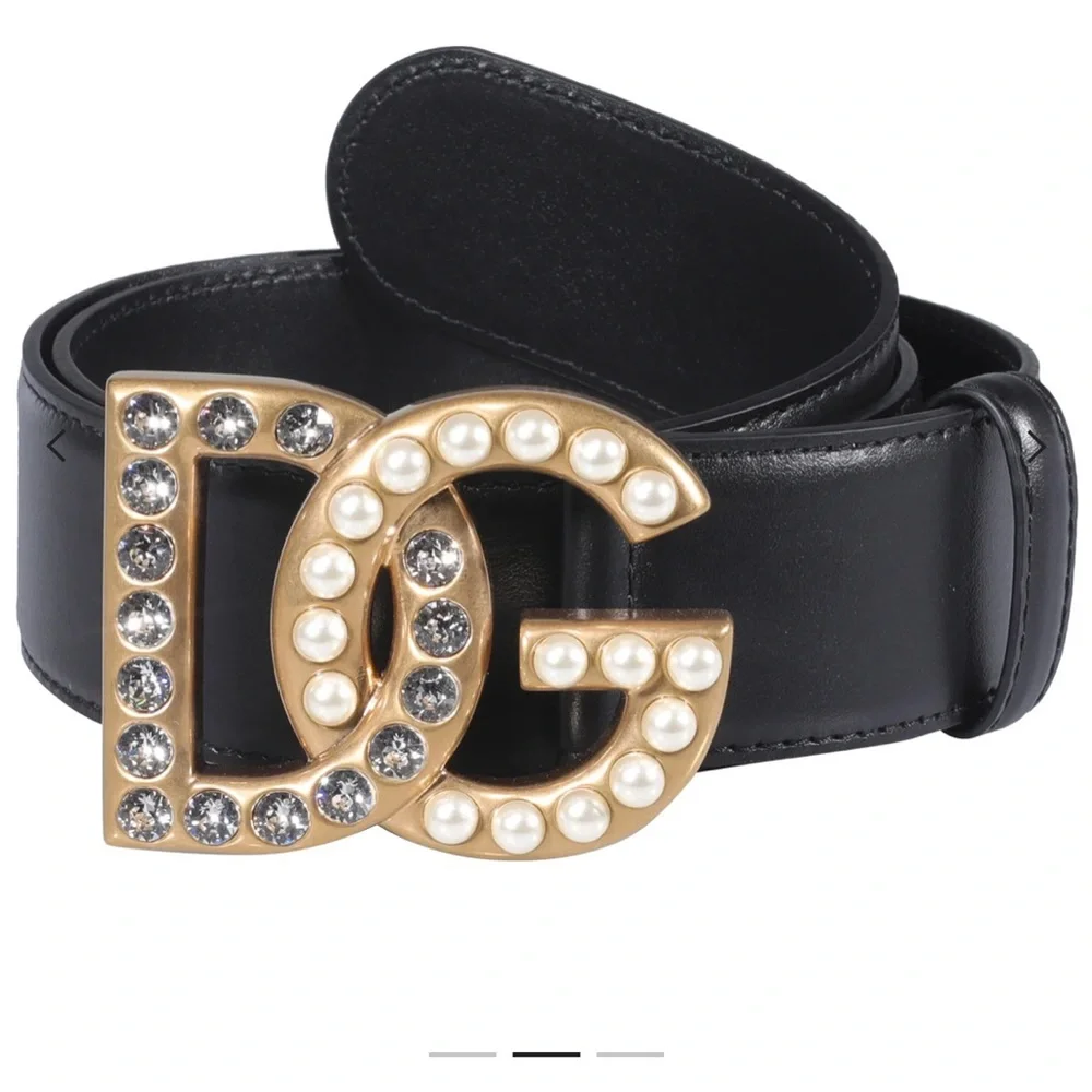 Dolce & Gabbana Black Belt with Gold Embellished Buckle - Picture 2 of 5